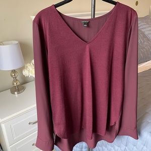 Ann Taylor Long-Sleeve Burgundy Top